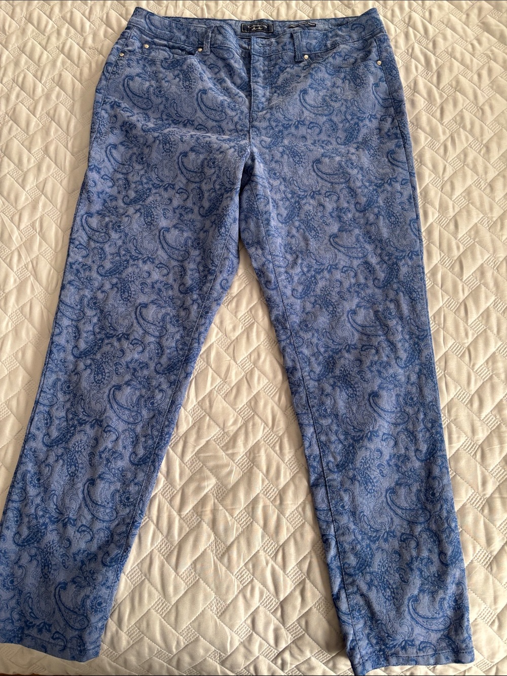 Charter Club Blue Paisley Straight-Leg Pants